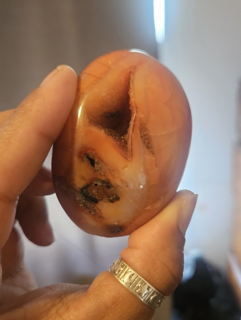 Polished Carnelian Palm Stone